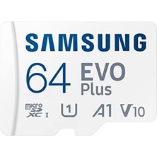 Eco Lounge Samsung Evo Plus W/sd Adaptör 64GB Micro Sdxc, 130MB/S'YE Kadar, Oyun Cihazları Için Genişletilmiş Depolama, Tabletler ve Akıllı Telefonlar, Hafıza Kartı, MB-MC64KA/AM, 2021