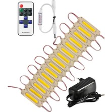 Powerr Led Aydınlatma 20 Adet 12 Volt 2 Watt 3000K Günışığı Cob LED Modül 12A Tek Renk Rf Dimmer 2A Priz Tipi Adaptör Set
