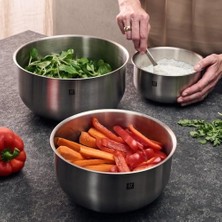 Hazırlama Kasesi Seti, 3 Parça, 18/10 Paslanmaz Çelik, Salata Kasesi, Karıştırma Kasesi, Çap: 17, 21 ve 25 cm