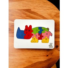 Tollihy Brinco Ahşap Eğitici Puzzle - 10 Parçalı Sayı ve Renk Öğretici Gergedan Figürlü Yapboz (21X15 Cm)