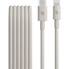 Eco Lounge Usb-C'den Lightning'e Örgülü Kablo, Hızlı Şarj, Dayanıklı/dolanmayan, Lightning Girişli Aygıtları Için Uyumlu Şarj Kablosu (1,5 M) – Granit Beji