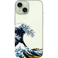 - 15 Şeffaf Telefon Kılıfı – Kanagawa Dalgası Tasarımlı Yumuşak Silikon Koruma Kılıfı - Şeffaf