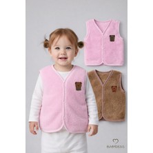 Babyden's Kız Bebek Çocuk 2’li Welsoft Yelek Seti –ayıcık Armalı Peluş Yumuşak Kışlık Yelek, Çıtçıtlı, Günlük