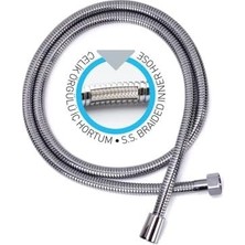 Eco Lounge 360 Derece Dönebilen Patlamayan Dolanmayan Prinç Bağlantılı Parlak Kromajlı 150 Cm+ 20 cm Esneyebilen Kaliteli Duş Hortumu G1/2