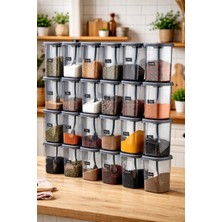 Celsen Home 24'lü 450ML Etiketli ve Kilitlenebilir Kendinden Kaşıklı Baharatlık Seti - Etiket Hediye
