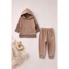 The Nest Kids Cocoa Nest Premium Organik Pamuklu Çizgili Günlük Bebek Alt Üst Takım