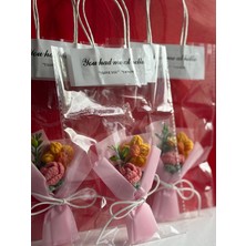 By Luma Örgü Çiçek Buketi Çantalı - Sevgililer Günü - Hediyelik - Dekoratif - Doğum Günü - Yıldönümü