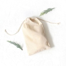 Eco Lounge Bağcıklı Krem Ham Bez Kumaş Kese, 9X12 cm 10 Adet