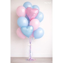 Meri Parti Baby Shower Balon Set Cinsiyet Parti Set Kalp Folyo Balon Lateks Balon Mavi Pembe Kalp Folyo Balon