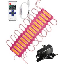 Powerr Led Aydınlatma 20 Adet 12 Volt 2 Watt Pembe Cob LED Modül 12A Tek Renk Rf Dimmer 2A Priz Tipi Adaptör Set