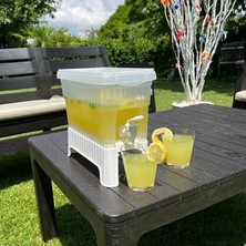 4 Litre Musluklu ve Ayaklı Buzdolabı Içi Su Sebili, Su Sebili, Limonata, Portakal Suyu, Piknik, Balkon, Seyyar Masa Sebili, 4 Litre Sebil (Şeffaf Beyaz)