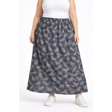 Özen Giyim Desenli Beli Lastikli Kadın Etek – Rahat Kesim Günlük Şık Midi Boy Etek