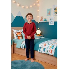 Kompedan Erkek Çocuk Interlok Bisiklet Yaka Pijama Takımı | Bordo 204