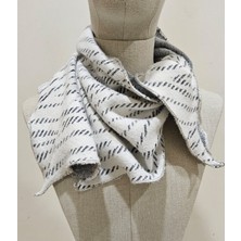 Leylace Kadın Için Beyaz Üçgen Atkı,fular, Angora Yün Triko Kumaş, Zincir Detaylı, Hediye