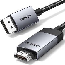 Eco Lounge 4K@60Hz Displayport HDMI Kablosu Tek Yönlü Dp 1.2 - HDMI 2.0 Kablosu Hdr Aktif Alüminyum Örgülü Dp'den Hdmı'ya Dönüştürücü Çoklu Ekran Için Monitör, Projektör,, (1m) ile Uyumlu