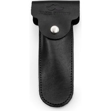 Eco Lounge Tıraş Bıçağı Seyahat Kılıfı, Çift Taraflı Deri Koruma, Çıtçıt Kapaklı Emniyetli Taşıma (Hakiki Deri - Siyah)