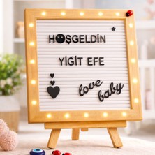 Fikirstore LED Işıklı Şövaleli Ahşap Mesaj Panosu Yazı Tahtası Letterboard