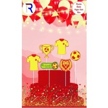 Eco Lounge Futbol Temalı Pasta Süsleme Seti, Sarı-Kırmızı Renkli, 6 Parça, Doğum Günü Dekorasyonu