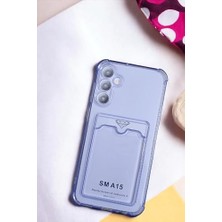 Galaxy A15 Kılıf Kartlıklı Köşe Koruma Tasarımlı Renkli Şeffaf K-Kart Kılıf (Lila)