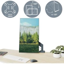 Eco Lounge Ergo Yerden Tasarruf Sağlayan, Bilgisayar ve Laptop Için Ikili Monitör Kolu, 65370089, Gri