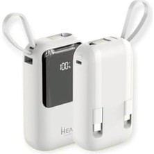 Eco Lounge H12 10000 Mh Pd 20W ve USB 22.5W Fast Hızlı Şarj Dahili Type C ve Lightning Kablolu Dünya Standartlarına Uygun Polymer Batarya Birebir Amper LCD Göstergeli Powerbank