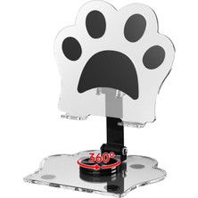 Eco Lounge 360 Derece Dönebilen Kedi Patili Telefon ve Tablet Standı Tutucu Film Vs Izlerken Kullanmak Için Dönebilen Stand Şeffaf Iphone ve Ile Uyumlu Dönebilen Stand Telefon Tutucu