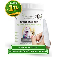 Göz Kulak Büyük Boy Parmak Mendil 60 Adet | Kir Temizleyici | Kedi Köpek | Nano Gümüş Içermez