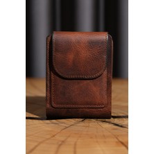 Lenax Mono - Hakiki Gerçek Deri El Yapımı Mıknatıslı Kapaklı Bozuk Para ve Kağıt Para Bölmeli Modern Kartlık Cüzdan | 12 Kart Bölmeli | 8X10 cm