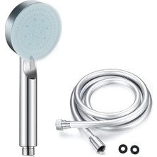 Eco Lounge Stoneseries Lüks Duş Seti - 3 Farklı Püskürtmeli Full Krom Kaplama El Duşu + 150 cm Gümüş Pvc Duş Spirali - Paslanmaz, Kopmaz, Kırılmaz Çelik Bağlantılı Pvc Duş Hortumu (2'li Set)