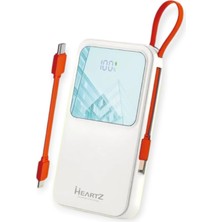 Eco Lounge H22 10000 Mh Pd 20W ve USB 22.5W Fast Hızlı Şarj Dahili Type C ve Lightning Kablolu Dünya Standartlarına Uygun Polymer Batarya Birebir Amper LCD Göstergeli Powerbank