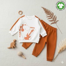 The Nest Kids Little Dino Premium Organik Pamuk Dinazor Desenli Günlük Bebek Alt Üst Takım