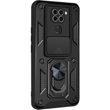 Marsilyan Xiaomi Redmi Note 9 4g Kılıf Pars Lens Yüzüklü Silikon - Siyah