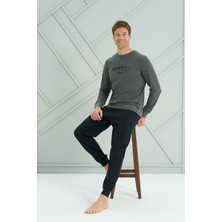 Ower Sleep Erkek Interlok Bisiklet Yaka Pijama Takım| Antrasit 2219