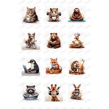 Eco Lounge Unik Cute Animals - Sevimli Hayvanlar - Tek Sayfa 8 Set