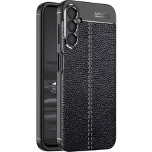 Galaxy S25 Plus Uyumlu Kamera Korumalı Deri Görünümlü Silikon Kılıf (Siyah, Galaxy S25 Plus)