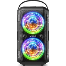 Eco Lounge Bluetooth Hoparlör, W-Kıng 80W Taşınabilir Kablosuz Hoparlör Kutusu Müzik Kutusu, Güçlü Bas, Güçlü 105DB Ses, Karışık Renkli LED Işıkları, USB Çalma, 24 Saat Çalma Süresi