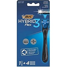 Eco Lounge Bıc Hybrid 3 Flex Erkek Tıraş Bıçağı 1 Sap ve 4 Yedek Başlık (3 Bıçak), 3 Nano Teknolojik Titanyum Bıçak, E Vitamini ile Zenginleştirilmiş Geniş Kayganlaştırıcı Bant