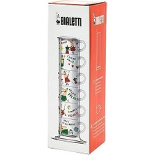 Eco Lounge - 6'lı Istiflenebilir Cappuccino Fincan Seti - Karma Renkli - Porselen