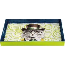 Egan Italy Human Kedi Desenli Tepsi 40X26 cm