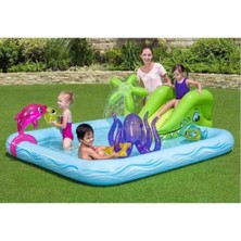 Bestway Renkli Akvaryum Kaydıraklı Oyun Havuzu, Geniş ve Eğlenceli Tasarım