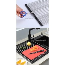 Eco Lounge Evye Üstü Katlanır Paslanmaz Çelik Pratik Sebze Meyve Bulaşık Kurutma Süzgeci,rulo Bulaşık Kurutma Rafı (37X22)