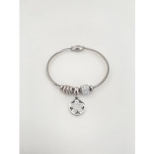 BG Jewellery Taşlı Yonca Çelik Bileklik