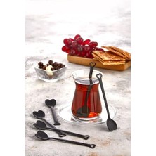 Eco Lounge Özel Tasarım 6' Lı Siyah Lüks Çay Kaşığı Seti Takımı