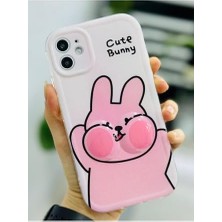 11 ile Uyumlu Yanak Tavşan Tasarımlı Oyuncaklı Esnek Silikon Kılıf