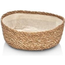 Eco Lounge El Yapımı Hasır Ekmek Sepeti, Yıkanabilir Bez Astarlı Çok Amaçlı Oval Sunum ve Dekoratif Saklama Sepeti, Ekmeklik (22X16X8 Cm)