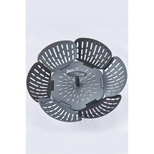 Eco Lounge Porselen Diyarı Pratik Buharda Lezzetli Sebze Meyve Haşlama Pişirme Sepeti Katlanabilir Haşlayıcı Aparat Gri