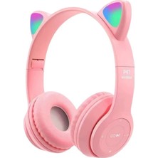 Azurtech P47M Işıklı Bluetooth Kulaklık 5.0 Kablosuz Katlanabilir Kedili Kulaklık Parti Işıklı Kulaklık