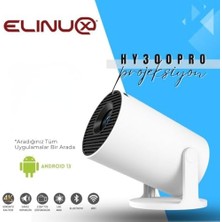 HY300PRO 13 Akıllı Projektör, 4K Destekli, 720P Çözünürlük, 160 Ansı Lümen, 180° Dönebilir, Wifi Bluetooth, Dahili Hoparlör, Beyaz