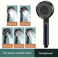 Eco Lounge Siyah Duş Başlığı, El Duşu, Siyah Renk, 5 Kademe