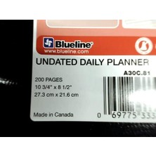 Eco Lounge Tarihsiz Günlük Planlayıcı, Siyah, 200 Sayfa, 27,9 x 21,6 cm (A30C.81)